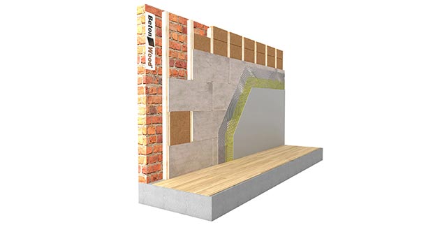 Controparete in BetonWood e FiberTherm su muratura