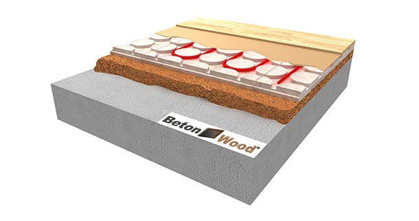 Pavimento radiante in BetonRadiant galleggiante su granuli di sughero