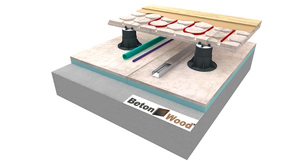 Pavimento radiante sopraelevato BetonRadiant su BetonStyr