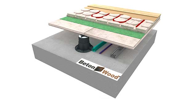 Solaio radiante sopraelevato BetonRadiant su BetonWood TG